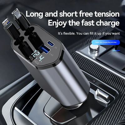 4 in 1 Retractable Car Charger with cable